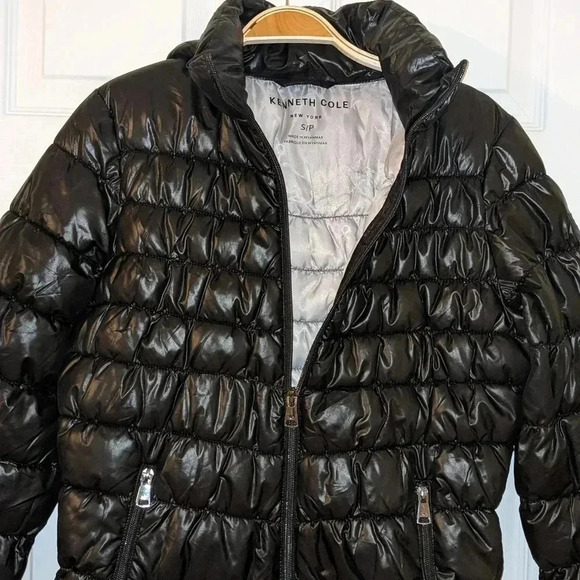 Kenneth Cole Puffer Jacket Black Warm Size Small - Picture 6 of 9